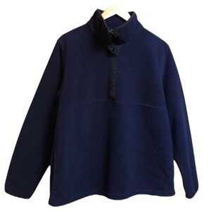 LL BEAN Men’s 1/4 Snap Fleece Pullover in Navy Blue Size XL TALL-- CLOSET STAPLE